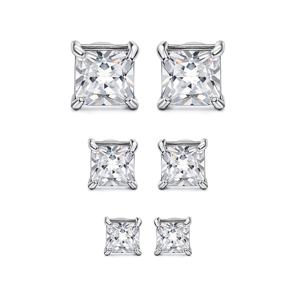 Sterling Silver 925. Simulate Diamond Stud Earring. - Picture 4 of 13